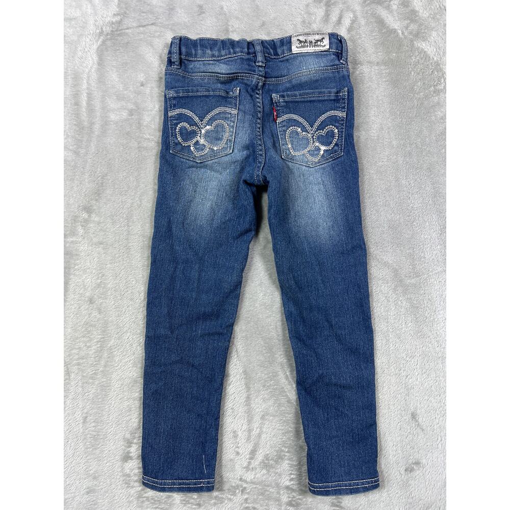 Western Girls Levi's 4/5 Denim Legging Adjustable Waist Pocket Hearts Boho - Picture 2 of 7